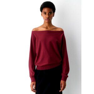 Babaton Off-Shoulder Burgundy Sweater